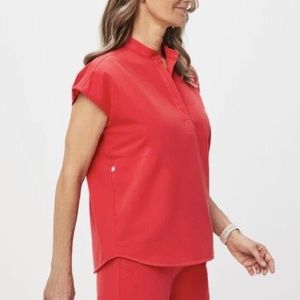 figs neon red rafaela scrub top